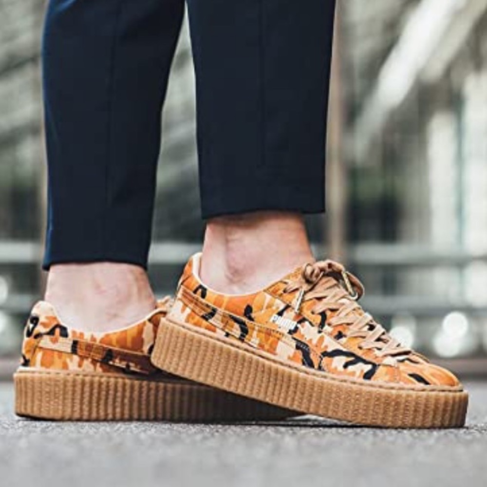 PUMA X RIHANNA Suede Camo orange Creepers Size 7.5 - Picture 4 of 14